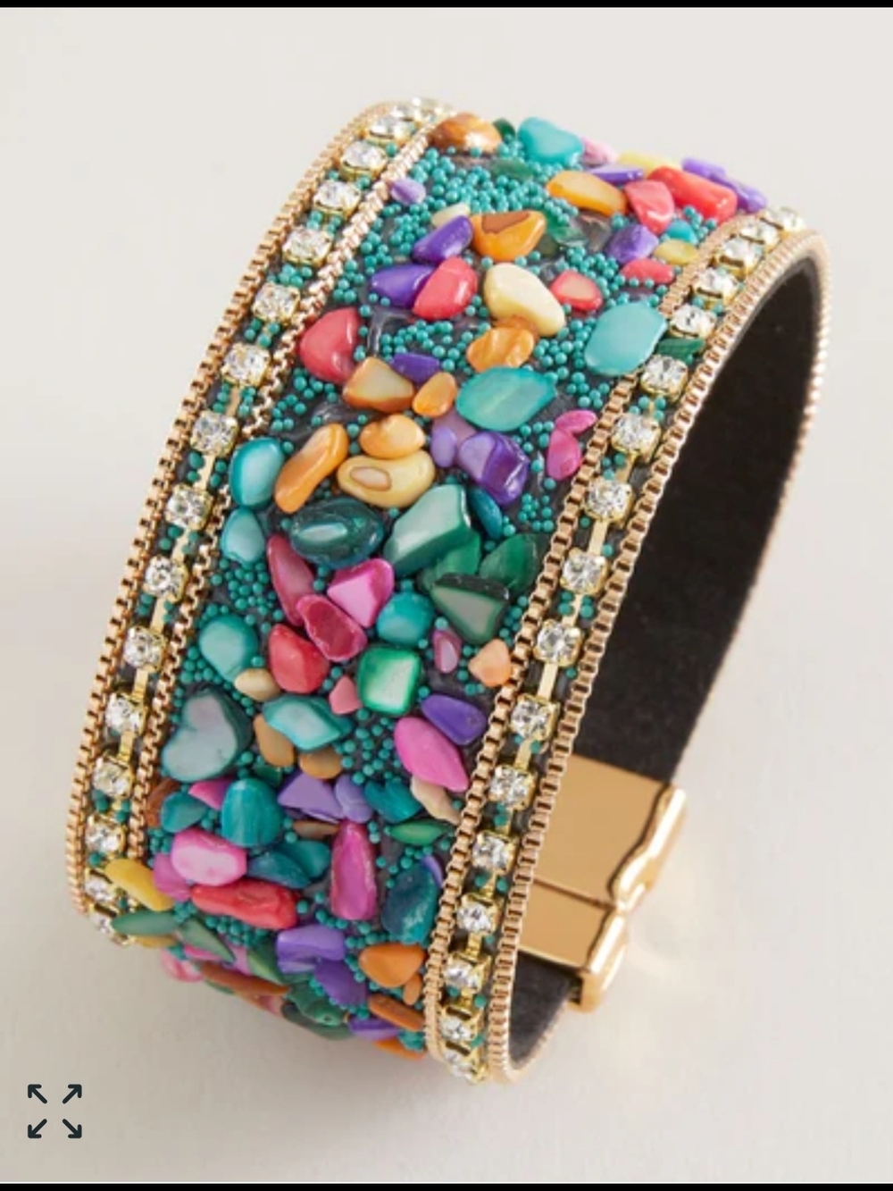 NEW Petalura "Treasure Road" Magnetic Cuff Bracelet Vegan Leather Various Stones - Picture 9 of 12